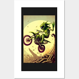 Monster Riding Dirt Bike Anime Style Posters and Art